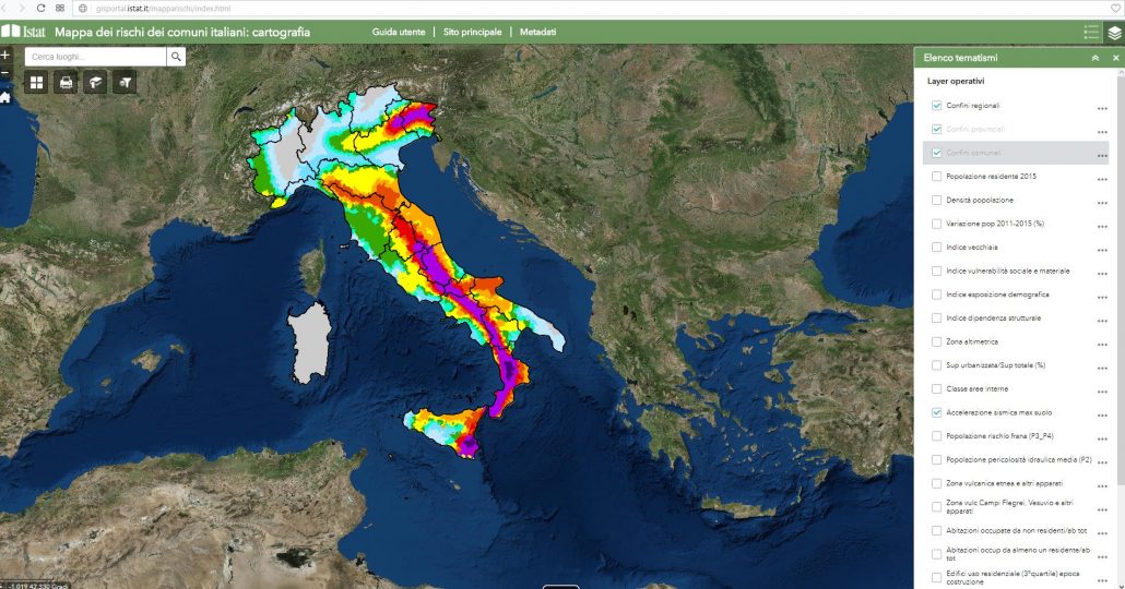 Mappa dei rischi naturali dei Comuni italiani