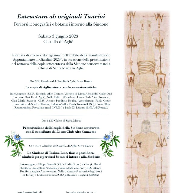AGLIE’ – Extractum ab originali Taurini. Percorsi iconografici e botanici intorno alla Sindone
